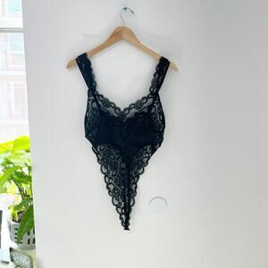 Victoria's Secret Vintage Black Lace Lingerie Bodysuit Size Medium